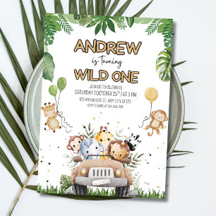 Convite de Aniversário Wild One, Animais da Selva