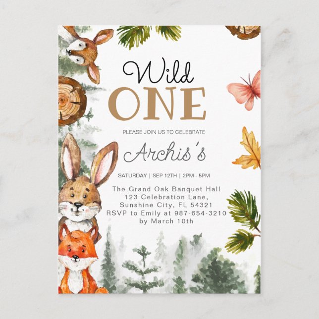 Convite de Aniversário Wild One, Convite Wild One (Frente)