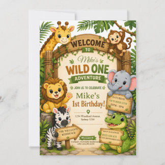 Convite de Aniversário Wild One Safari | Cute Jung