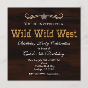 Convite de ANIVERSÁRIO WILD WEST Western Star Coun