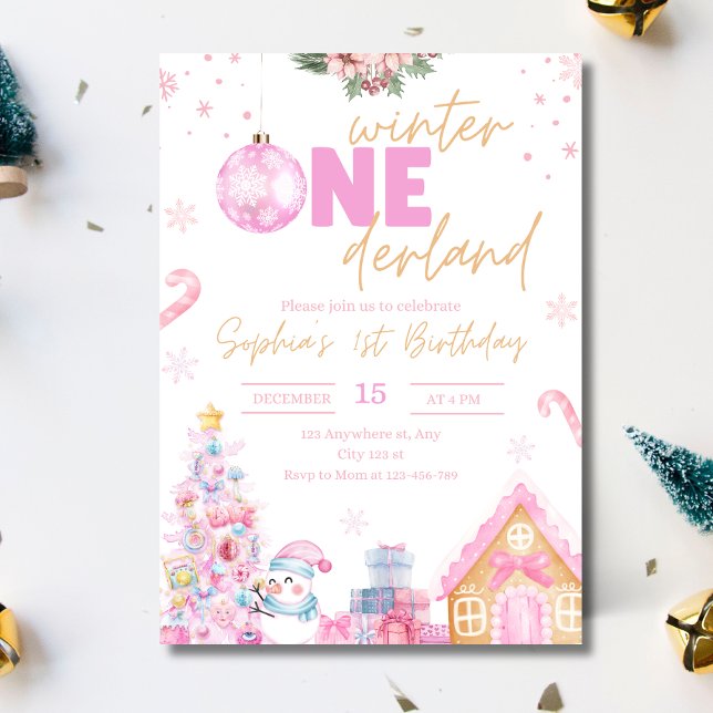 Convite de Aniversário Winter Onederland, Natal (Criador carregado)