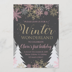 Convite de Aniversário Winter Wonderland