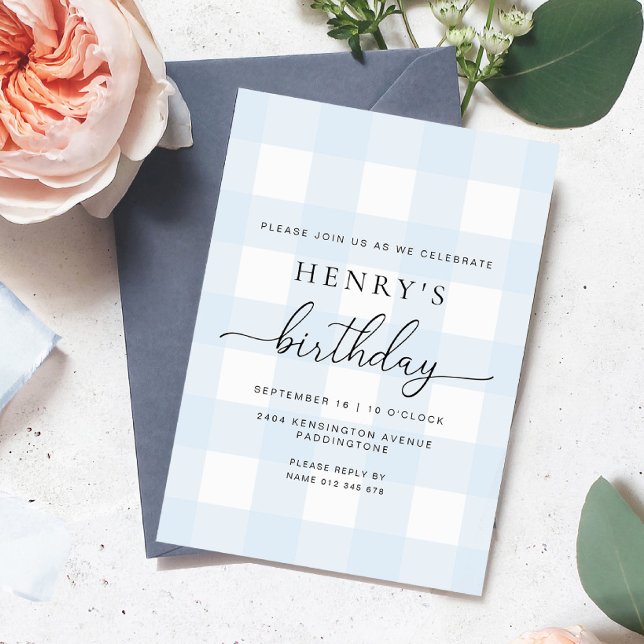 Convite de Aniversário Xadrez Azul (Criador carregado)