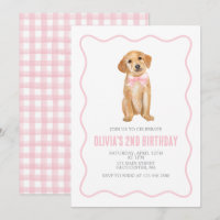 Convite de aniversário xadrez préppy de cachorrinh