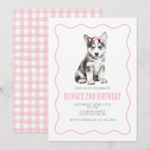Convite de aniversário xadrez préppy de cachorrinh