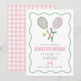 Convite de aniversário xadrez preppy de tênis