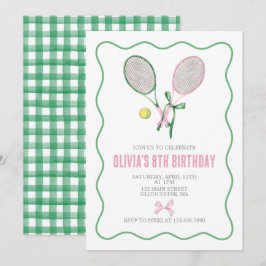 Convite de aniversário xadrez preppy de tênis