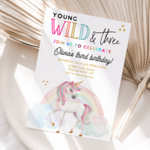 Convite de aniversário Young Wild & Three Unicorn