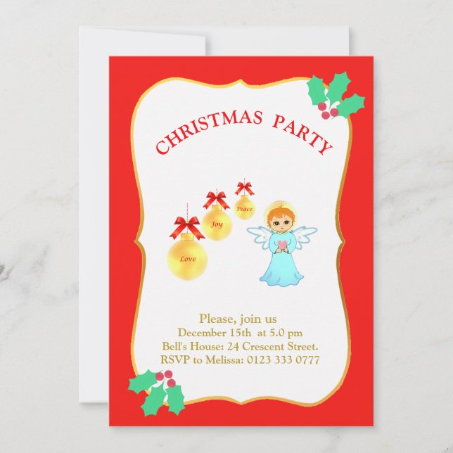 Convite de Anjo de Festa de Natal (Frente)