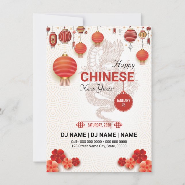 Convite de Ano Novo Chinês Flyer (Frente)