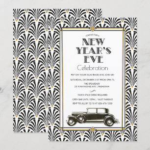 Convite de Ano Novo de Arte Deco Gatsby