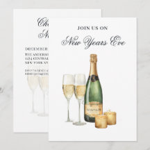 Convite de Ano Novo Elegante para Festa de Réveill