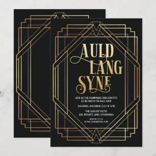 Convite de Ano Novo em estilo Art Deco