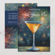 Convite de Ano Novo Moderno para Festa de Réveillo