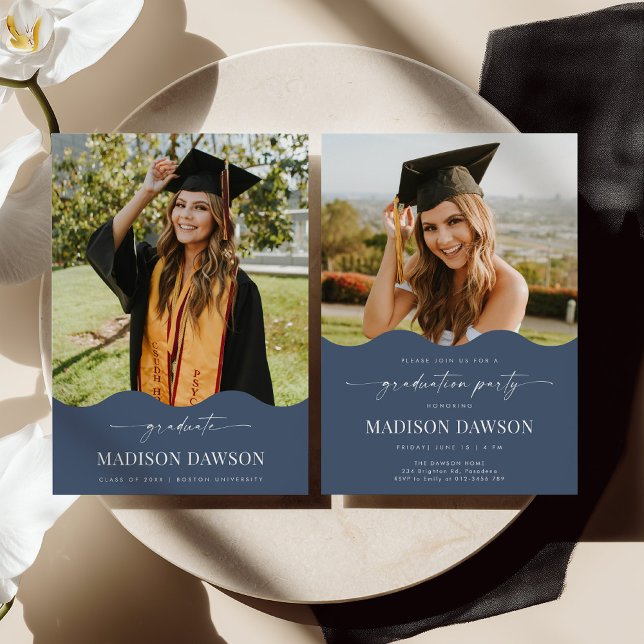 Convite de Anúncio da Festa de Formatura Blue Wave (Criador carregado)