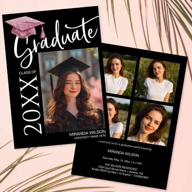 Convite de Anúncio de Festa de Formatura de Foto M (Modern Photo Graduation Party Invite Announcement)