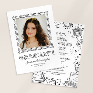 Convite de Anúncio de Formatura com Doodle de Foto