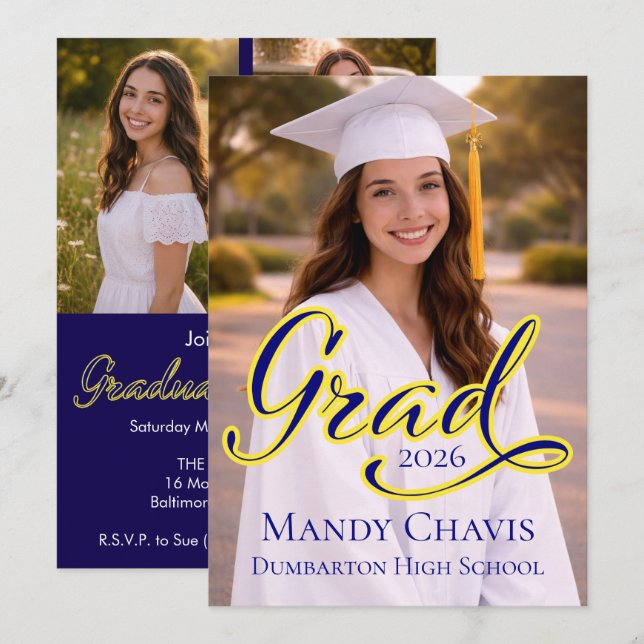 Convite de Anúncio de Formatura e Festa de Graduaç (Frente/Verso)