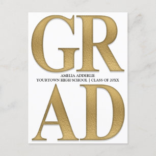 Convite de Anúncio de Formatura Elegante Branco Do