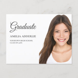 Convite de Anúncio de Foto de Formatura Branco