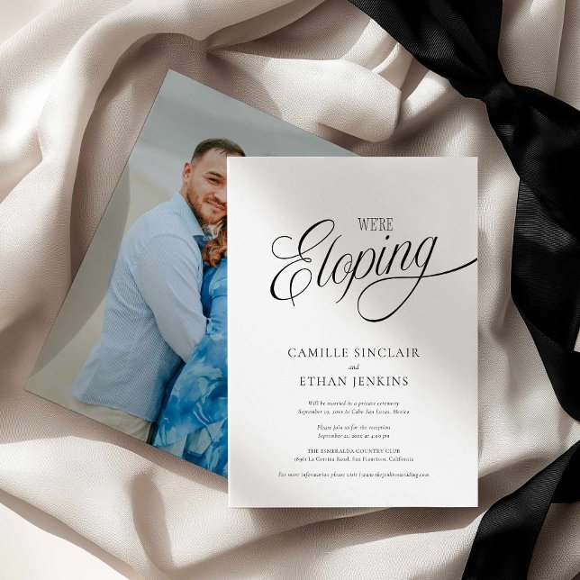Convite de Anúncio de Foto de Fuga para Casar (Minimal Elegant Eloping Announcement)