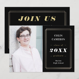 Convite de Anúncio de Graduação de Borda de Quadri