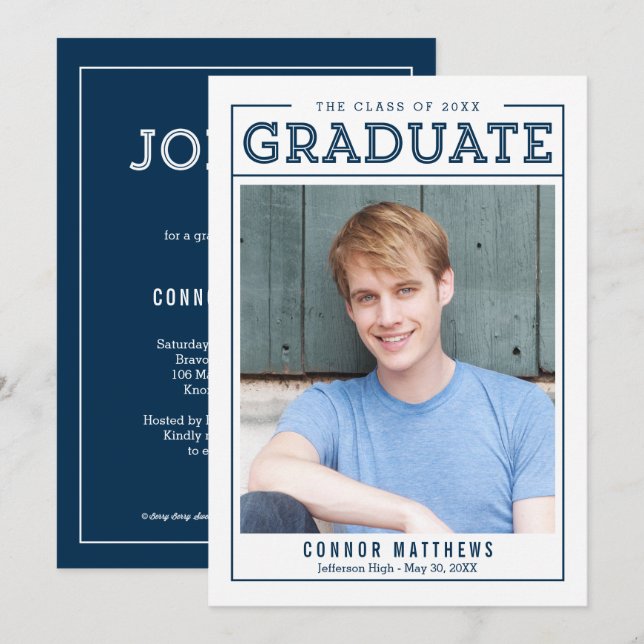 Convite de Anúncio de Graduação de Graduado Modern (Frente/Verso)