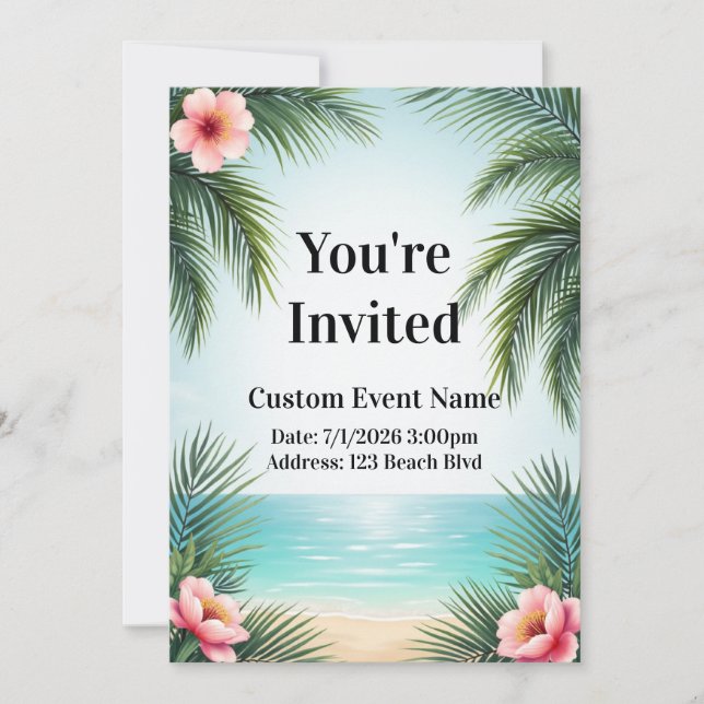 Convite de Apartamento Temático de Praia (Frente)