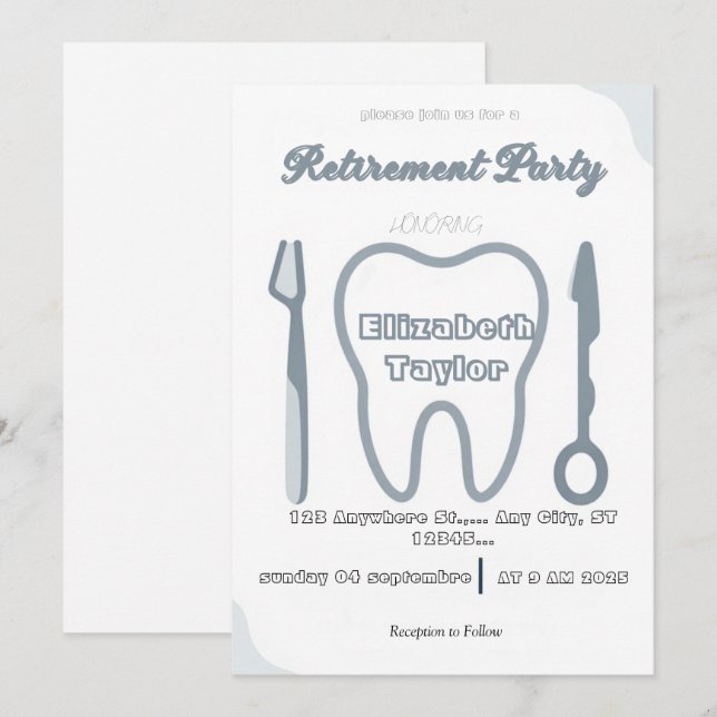 Convite de aposentadoria de dentista - Obrigado De (Frente/Verso)