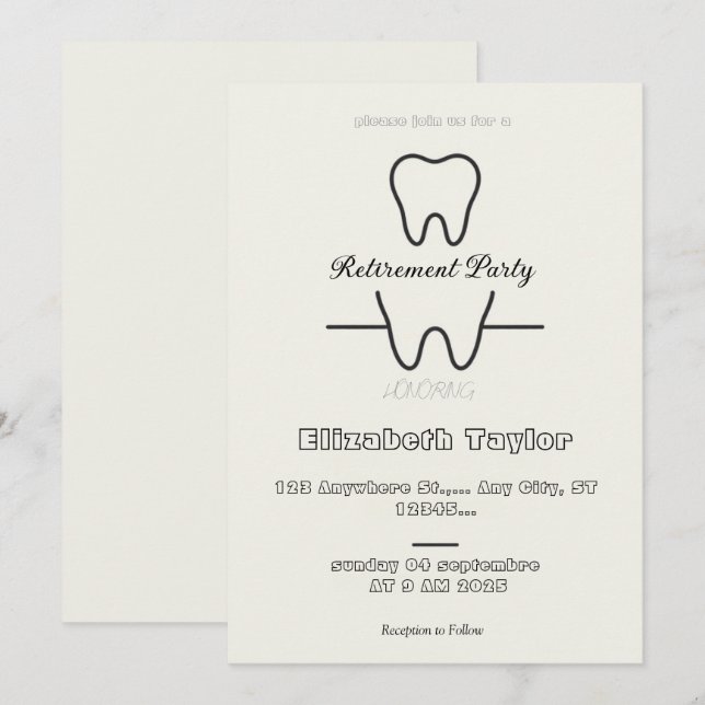 Convite de aposentadoria de dentista - Obrigado De (Frente/Verso)