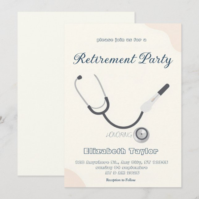 Convite de aposentadoria de médico enfermeiro (Frente/Verso)
