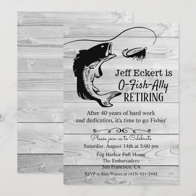 Convite de Aposentadoria de Pesca (Frente/Verso)