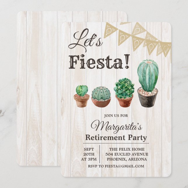 Convite de Aposentadoria do Cactus Fiesta (Frente/Verso)