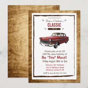 Convite de Aposentadoria Retro Carro Clássico
