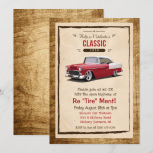 Convite de Aposentadoria Retro Carro Clássico