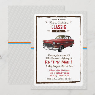 Convite de Aposentadoria Retro Carro Clássico