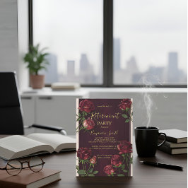 Convite de Aposentadoria Rosa de Madeira Escura co