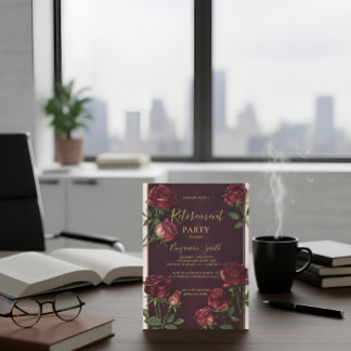 Convite de Aposentadoria Rosa de Madeira Escura Te