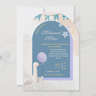 Convite de Aqiqah para Bebê Menino Arco Azul Editá