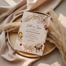 Convite de Aquarela de Flor Silvestre de Outono