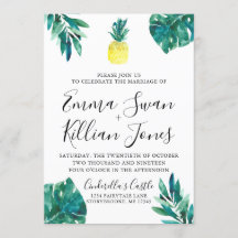 Convite de Aquarela de Luau de Abacaxi Tropical