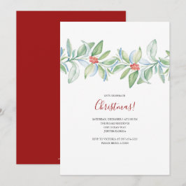 Convite de Aquarela de Natal Botânico