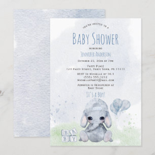 Convite de Aquarela do Elefante Azul