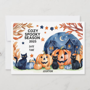 Convite de Aquarela para a Temporada Assustadora e