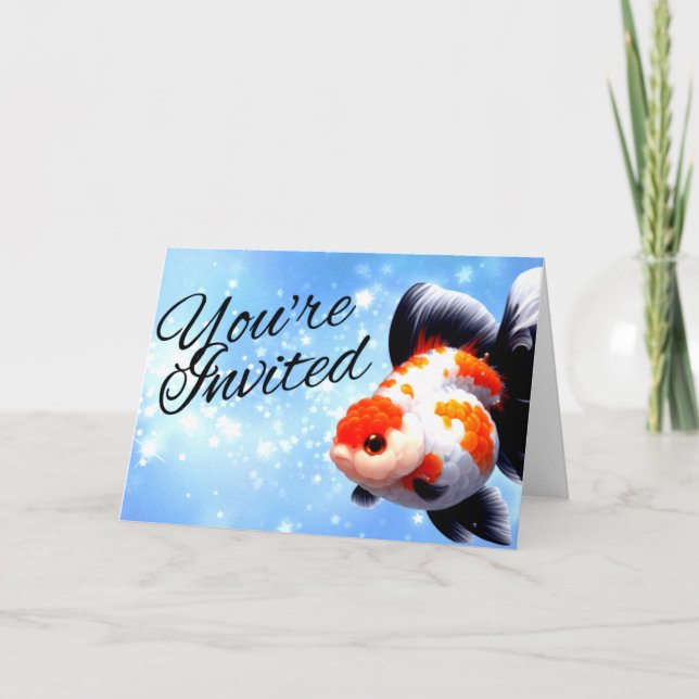 Convite de Aquário de Peixe Dourado Oranda Fancy G (Frente)