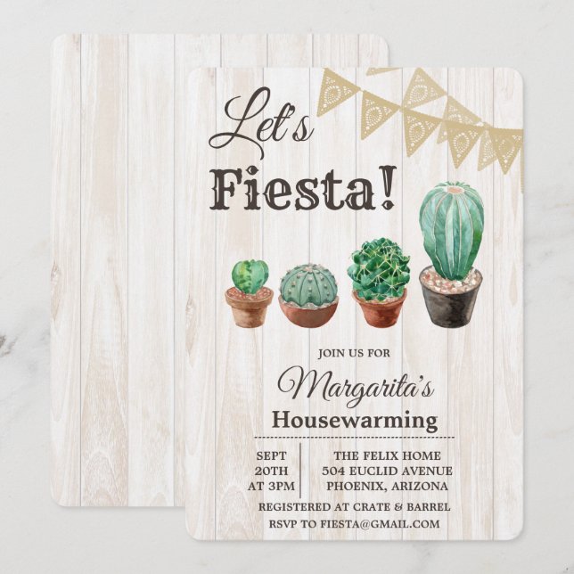 Convite de Aquecimento da Casa do Cactus da Festa (Frente/Verso)