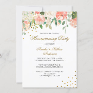 Convite de Aquecimento Floral em Aquarela Peach Go