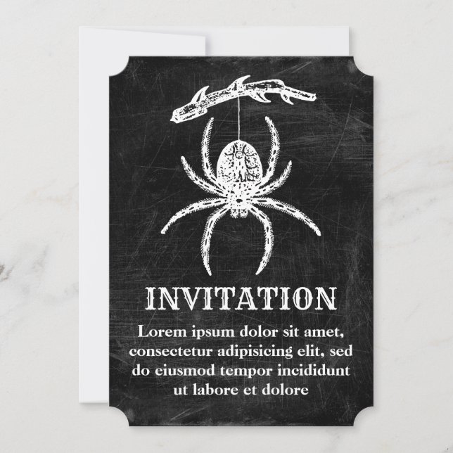 Convite de Aranha Gótica Pendurada no Galho (Frente)