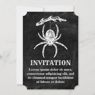 Convite de Aranha Gótica Pendurada no Galho