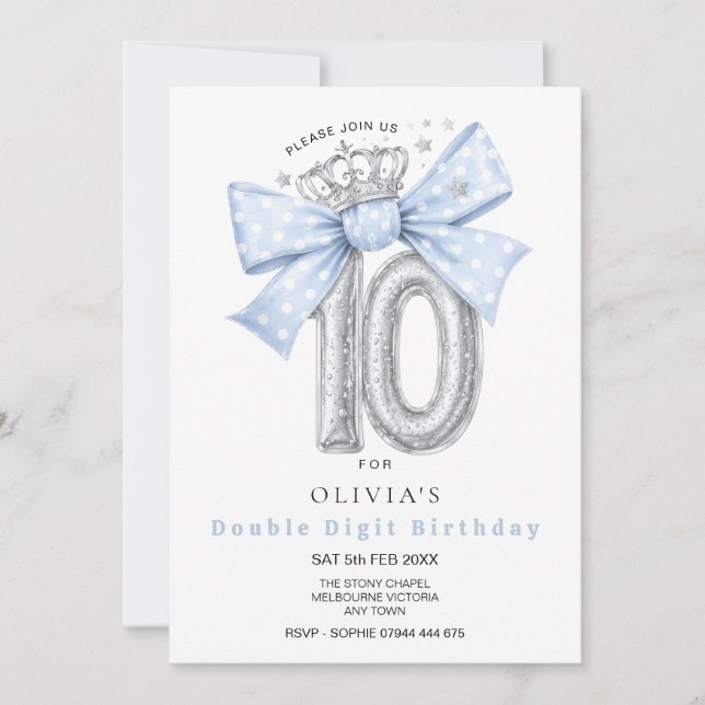 Convite de Arco Azul para Aniversário de 10 Anos c (Frente)